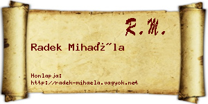 Radek Mihaéla névjegykártya